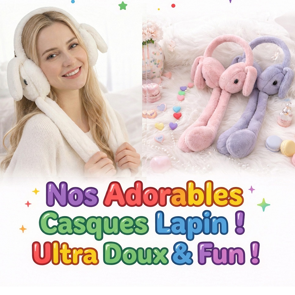 Casque lapin ultra doux et fun